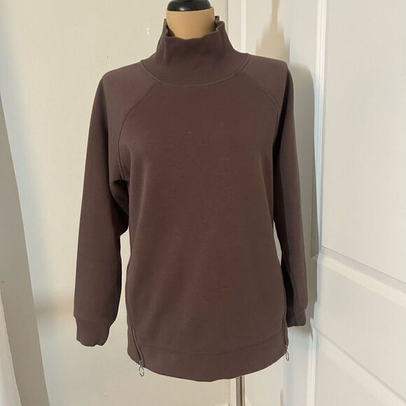 Athleta Cozy Karma Coffee Brown Side Zip Sweater M - Picture 1 of 6